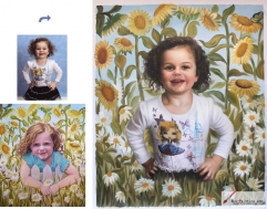 Custom oil portrait-The girl in the flowers