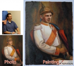 Custom oil portrait-A general with a bronze helmet on his head