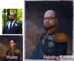 Custom oil portrait-General wearing glasses