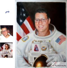 Custom oil portrait-Happy astronauts