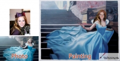 Custom oil portrait-Girl on the steps