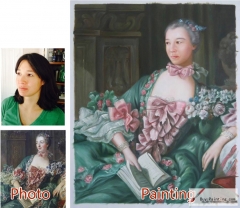 Custom oil portrait-The lady dressed in gorgeous clothes