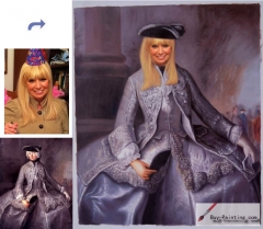 Custom oil portrait-The lady was dressed in purple clothes