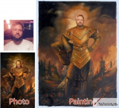 Custom oil portrait-Soldiers after the victory