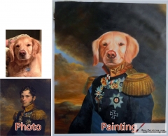 Custom oil portrait-Yellow dog generals