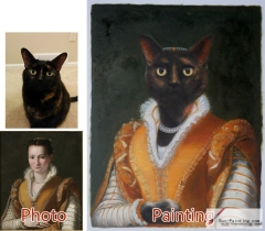 Custom oil portrait-Cat lady