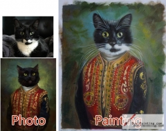 Custom oil portrait-Long beard cat