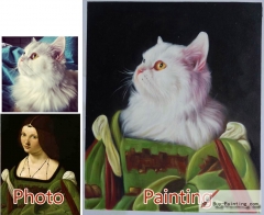 Custom oil portrait-A cat with green clothes