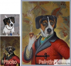 Custom oil portrait-The dog smoking