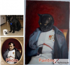 Custom oil portrait-A black cat