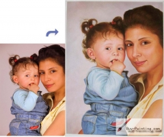 Custom Oil Portrait-Young mother and daughter
