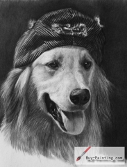 Custom Pencil Drawing-A dog in a hat