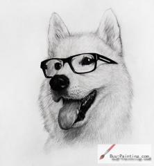 Custom Drawing-A dog with glasses