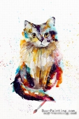 Watercolor painting-Original art poster-Standing cat