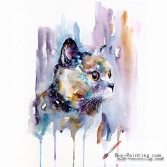 Watercolor painting-Original art poster-Big eyes cat