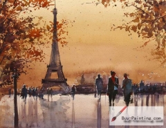 Watercolor painting-Original art poster-Eiffel Tower