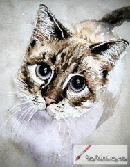 Watercolor painting-Original art poster-A cat