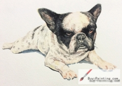 Watercolor painting-Original art poster-Dog with black ears