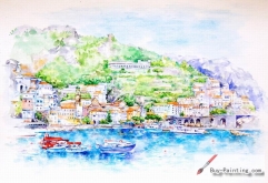Watercolor painting-Town