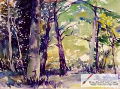 Watercolor painting-Summer woods