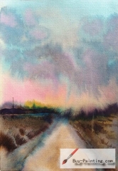 Watercolor painting-Road