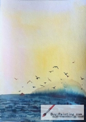 Watercolor painting-Seagull