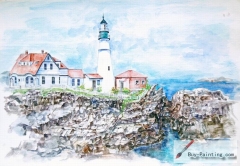 Watercolor painting-Lighthouse