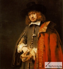Portrait of the later mayor Jan Six, a wealthy friend of Rembrandt, 1654