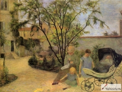 Garden in Vaugirard (Painter's Family in the Garden in Rue Carcel), 1881,
