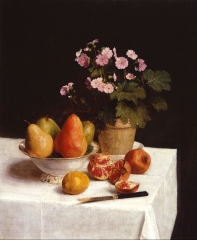 Still Life, primroses, pears and promenates, 1873