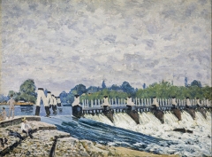 Molesey Weir – Morning, one of the paintings executed by Sisley on his visit to Britain in 1874