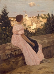 The Pink Dress (View of Castelnau-le-Lez, Hérault), 1864