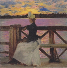 Marie Gallén at the Kuhmoniemi-bridge, 1890